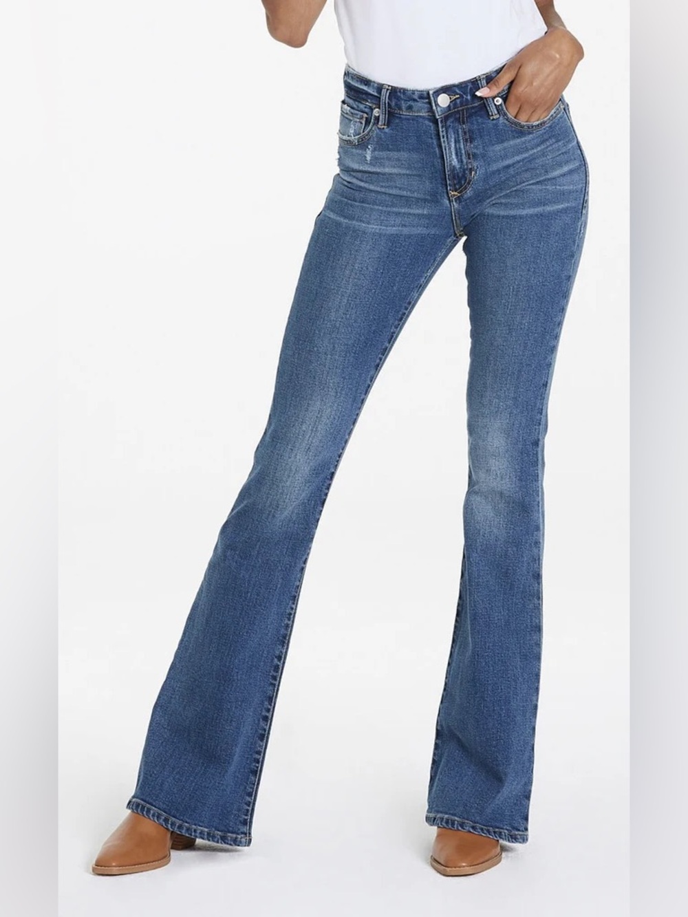 Dear John Denim Rosa High Rise Flare Jeans in Honolulu Wash Sz 28 Western Retro